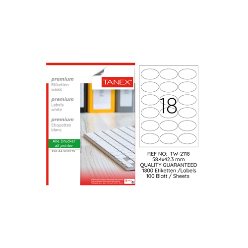 Tanex Laser Etiket Tw-2118 58.4 X 42.3 Mm