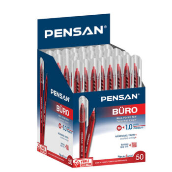 Pensan 2270 Büro Tükenmez Kalem 1Mm Kırmızı 50'li Kutu