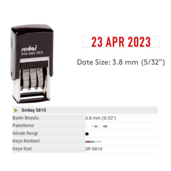 Sırdaş Tarih Kaşe 5810 Kuru Keçeli ( Ay Kısmı Rakamlı )