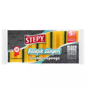 Stepy Black Düz Bulaşık Süngeri 5'li